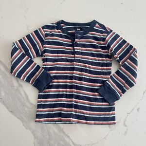 Tea Stripe Henley Shirt Blue, Orange Pattern size 5